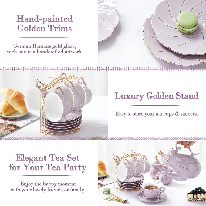 DUJUST 22 pcs Porcelain Tea Set - Image 4