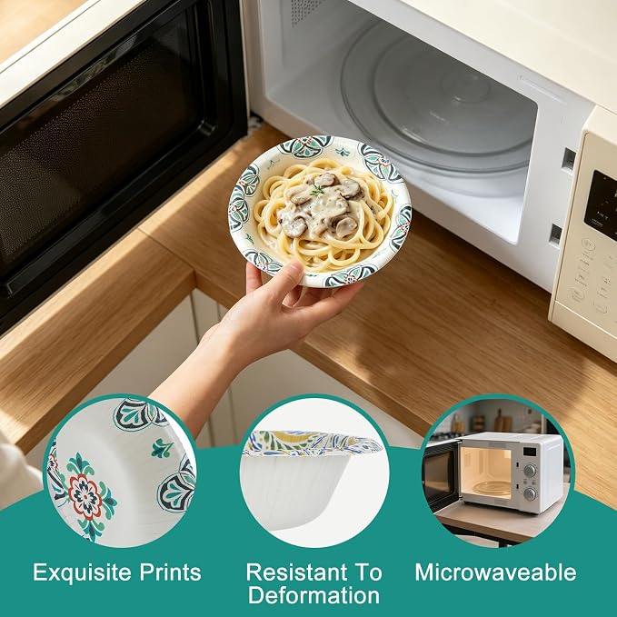 Paper Bowls Disposable Soup Bowl, Heavy Duty Printed Disposable Bowls Bulk - Image 5