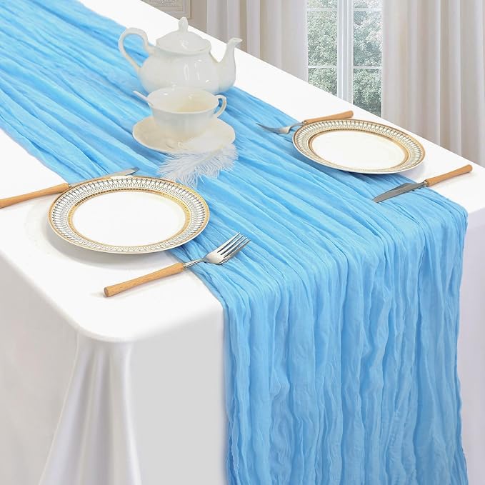 12 Pack Baby Blue Cheesecloth Table Runner 35 x 120 Inch | Boho Gauze Cheese - Image 3
