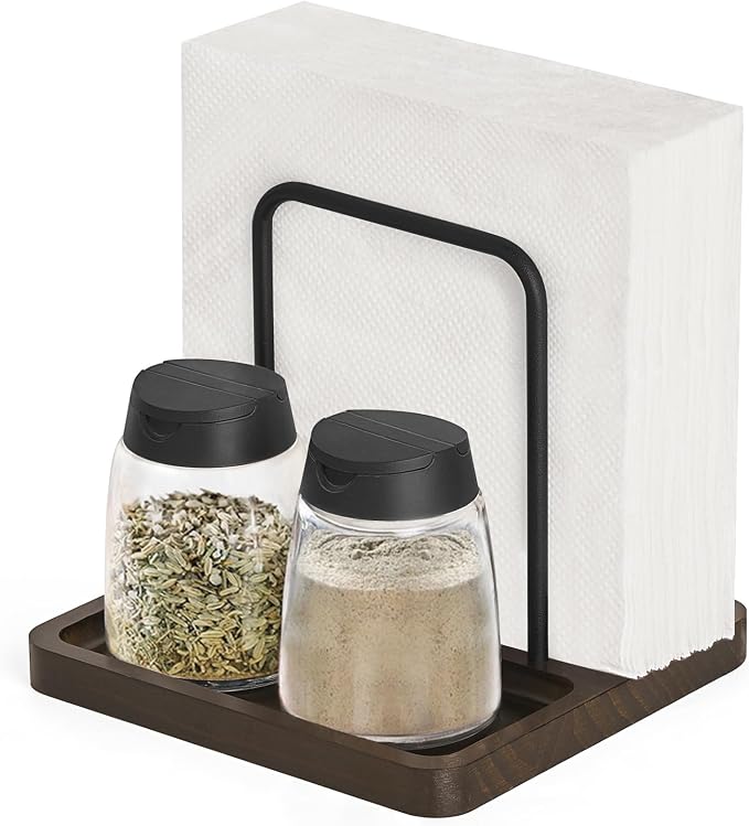 Mkono Napkin Holder for Table Farmhouse Wooden Napkin Dispenser, Rustic Wood by Mkono