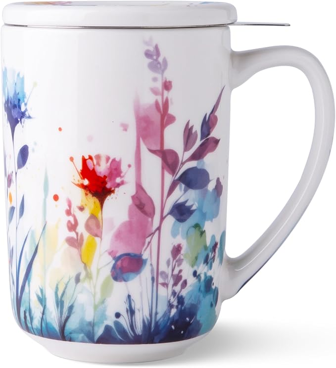 AmorArc Tea Cup With Infuser and Lid, 18oz Loose Leaf Tea Mug With Steeper | by AmorArc