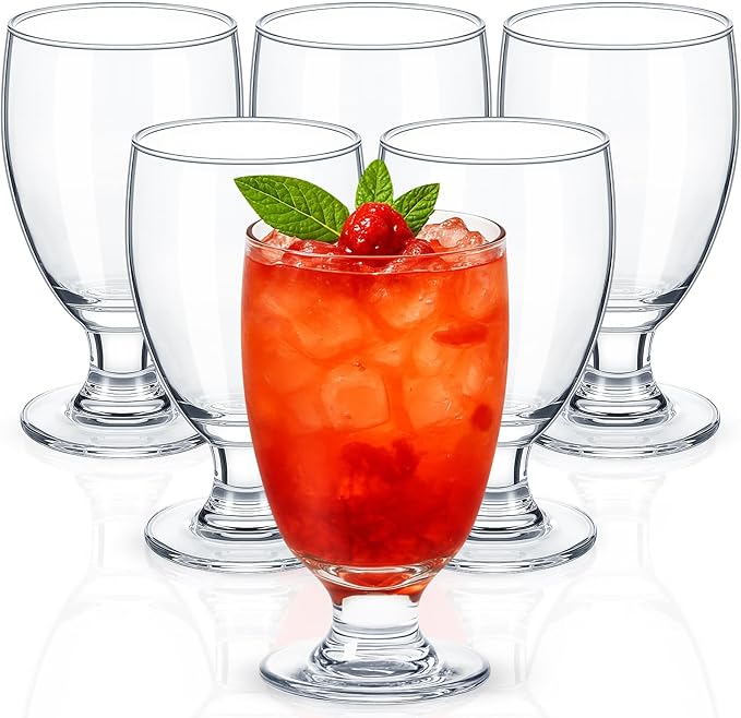 Patelai Set of 6 Water Goblet, 10.5 oz Clear Drinking Glasses Bulk Dishwasher by Patelai