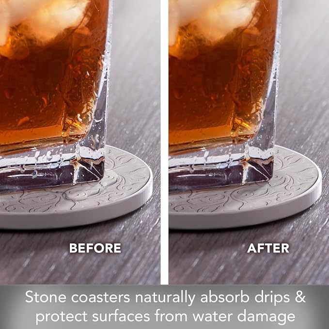 Thirstystone Victorian Lace 4 Pack Embossed Stone Coaster Set Manufactured in - Image 6