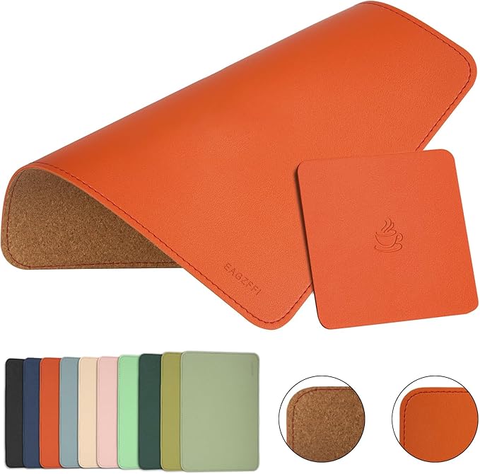 Double-Sided PU Leather & Cork Mouse Pad by EAGZFFI