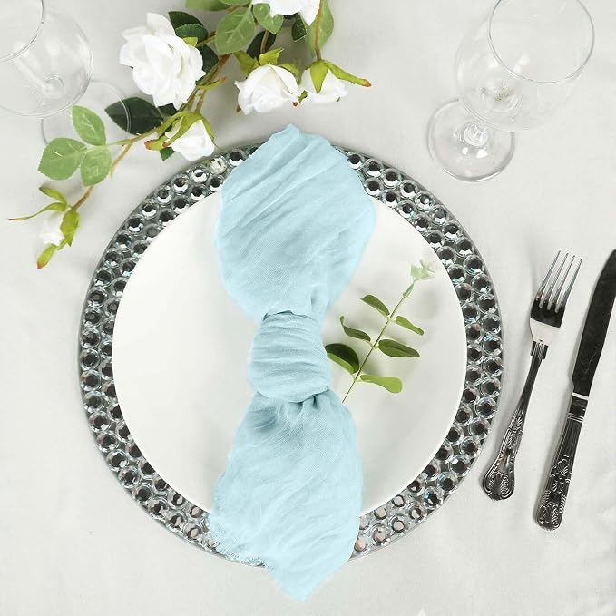 Efavormart 5 Pack 24"x19" Baby Blue Matte Gauze Cheesecloth Napkins, Serene - Image 9