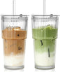 TUZAZO 20 Oz Ribbed Glass Coffee Tumblers by TUZAZO