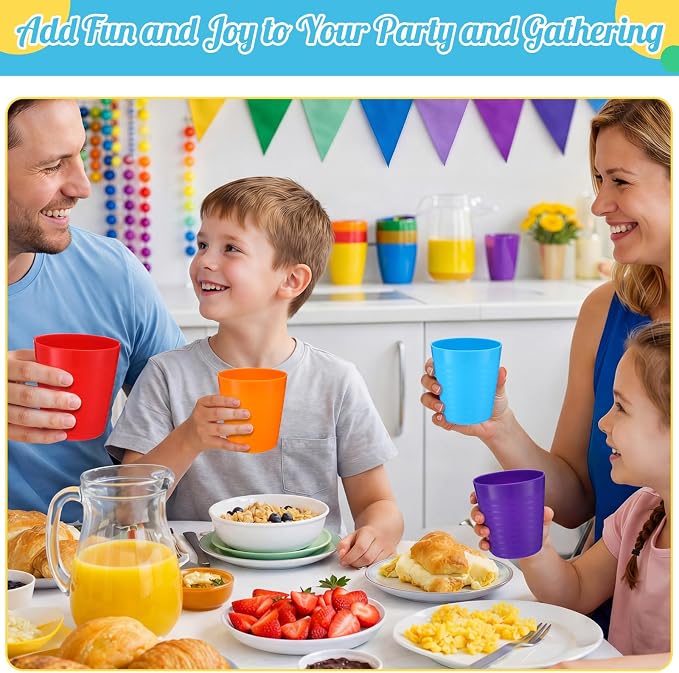 Eccliy 36 Pcs Kids Cups Bulk, 8 oz Plastic Toddler Drinking Cups Unbreakable - Image 4