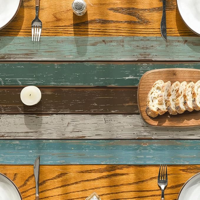 Artoid Mode Green Retro Rustic Wood Texture Table Runner, Seasonal Spring - Image 3
