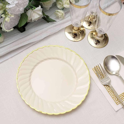Efavormart 10-Pack 7.5" Ivory Vintage Plastic Salad Dessert Plates - Image 8