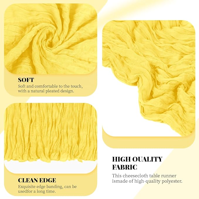 6 Pack Lemon Yellow Cheesecloth Table Runner, 17 x 108 Inch, Gauze Cheese Cloth - Image 4