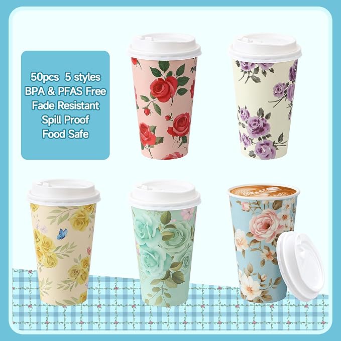 50 Pack 16 oz Disposable Coffee Cups - Image 2