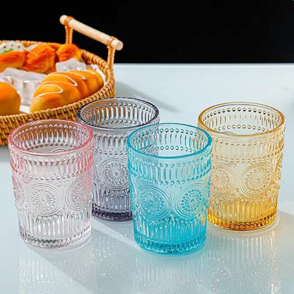 Amzcku Blue Drinking Glasses Set of 4, Vintage Glassware 10 oz- - Image 6