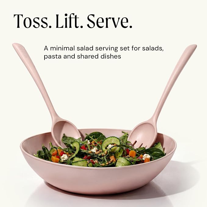 Salad Servers - Spoon and Fork Serving Set, Certified Recycled Food-Safe Plastic - Image 2