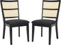 SAFAVIEH Home Collection Toril Coastal Black Frame/Black Upholstery/Natural Cane Dining Chair Set of 2