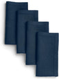 D'Moksha Homes Navy Blue Linen Napkins Set of 4 - Classic Hemstitch 100% Pure Linen Hemstitch Dinner Napkins 20 x 20 Inch for Easter - Handcrafted and Machine Washable