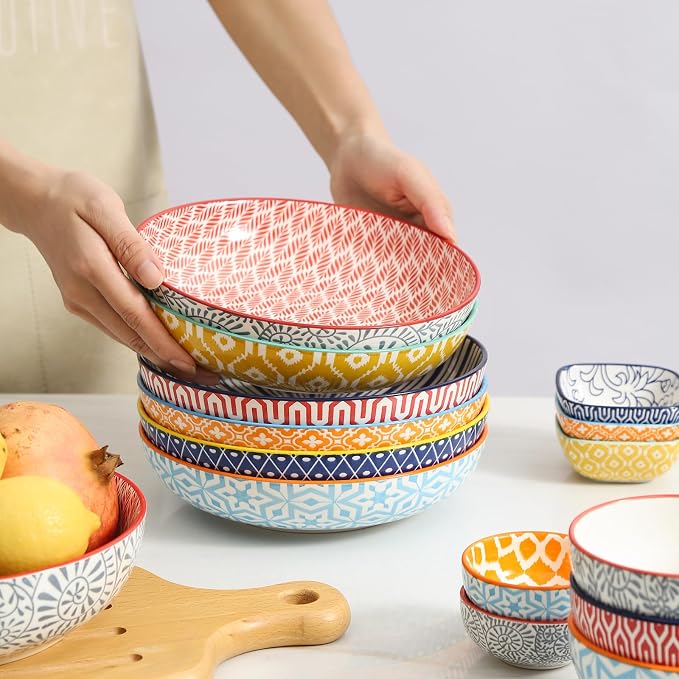 Selamica Ceramic Pasta Bowls Set 34 OZ, Large Salad & Dinner Bowls 8.6 Inch - Image 4