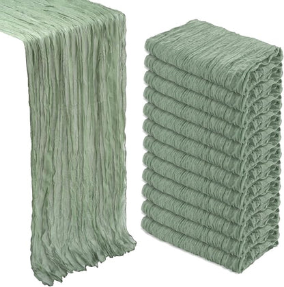 12 Pack Sage Green Cheesecloth Table Runner 10Ft Gauze Cheese Cloth Table by Heneger