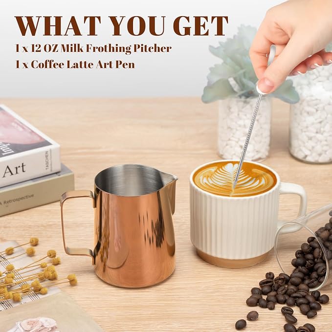 Amrules Milk Frothing Pitcher, 12 oz Milk Frother Cup - Image 3