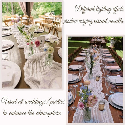 13.3FT White Cheesecloth Table Runner Transparent Boho Table Runner Rustic - Image 7
