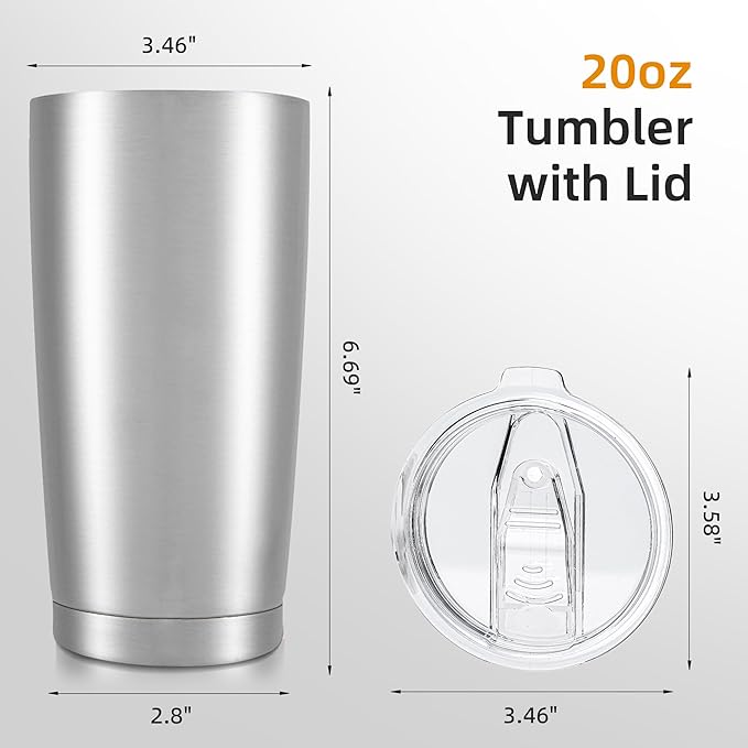 20oz Tumbler Bulk with Lid Stainless Steel Tumblers, 6 Pack | Leak Proof Lid - Image 5