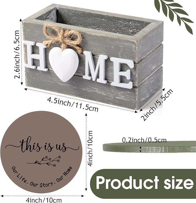 Queekay Coasters Set of 6 House Warming Gifts New Home Wooden Farmhouse Drink - Image 2