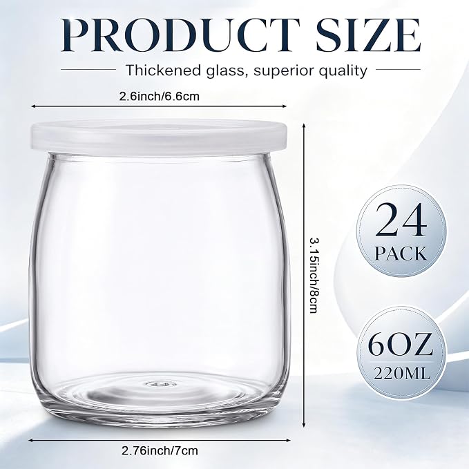 24 Pcs 6oz Small Glass Yogurt Cups - Image 2