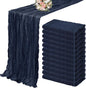 YMHPRIDE 12 Pack Cheesecloth Table Runner 35x120in Navy Blue Table Runner | by YMHPRIDE