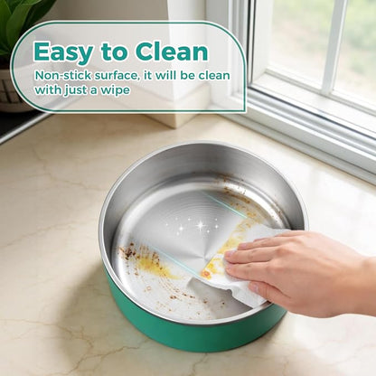 WENBOKMIN Dog Bowl, Stainless Steel Food and Water Bowl, Deep Green | Non Slip - Image 5