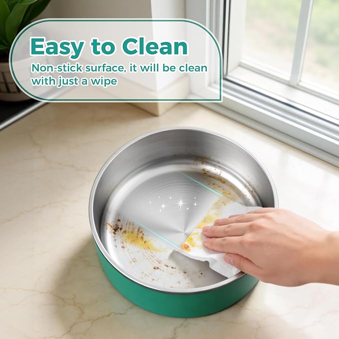 WENBOKMIN Dog Bowl, Stainless Steel Food and Water Bowl, Deep Green | Non Slip - Image 5