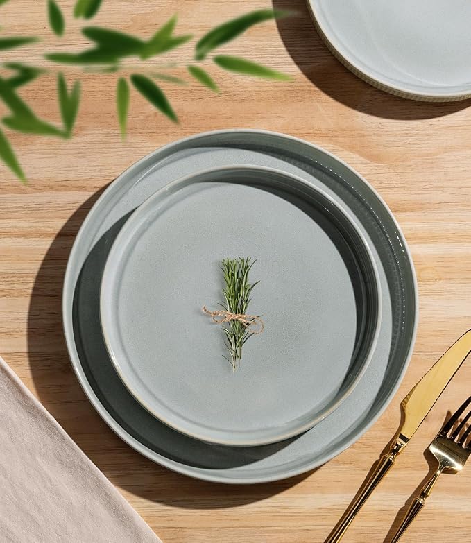 Ceramic Dinnerware Set for 6, 18-Piece Plates and Bowls Set | Lightweight - Image 3