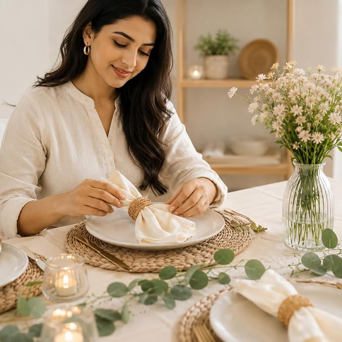 ALPHA Living HOME Natural Rattan Napkin Rings Set of 12 - Image 3