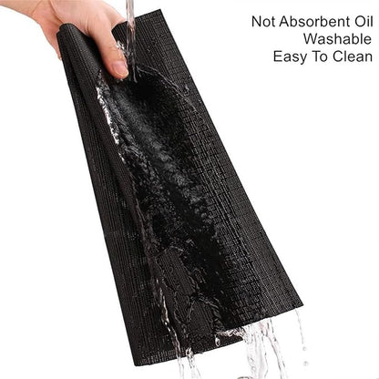 Black PVC Placemat Set of 1/6/10 Square Bamboo Tableware Pad Heat Wipe Clean - Image 3
