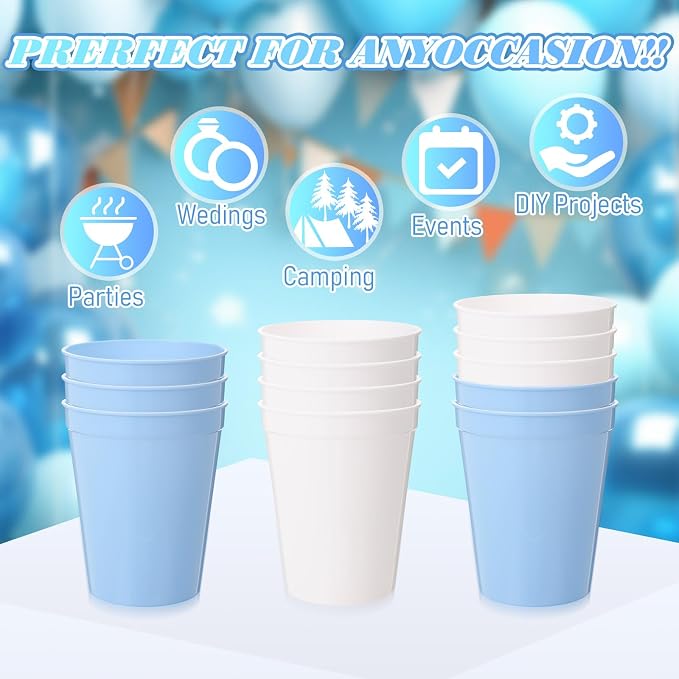 Yungyan 100 Pack 16 oz Stadium Cups Reusable Plastic Cups Blank Drink Stadium - Image 5