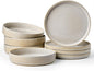 Stoneware Dinnerware Sets for 4, 8-Piece Wide Pasta Bowls and Salad Plates | by FamiwarePremium