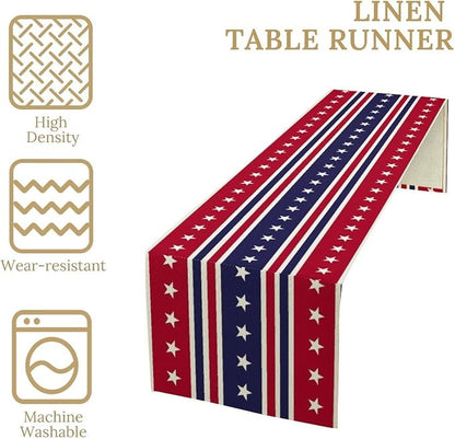 4th of July Table Runner, USA Flag Stars Stripes American Independence Day Red - Image 4