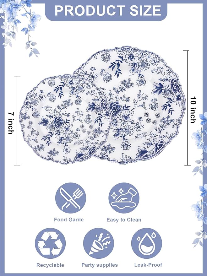 20PCS Blue and White Plates - Image 2