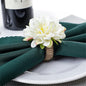 White Floral Napkin Rings Set of 6,Rustic Rose Napkin Rings Flower Dinner Napkin Holder for Table Decoration