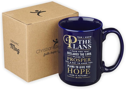 Christian Art Gifts Navy Blue Ceramic Coffee Mug – 14 oz. Microwave and - Image 7