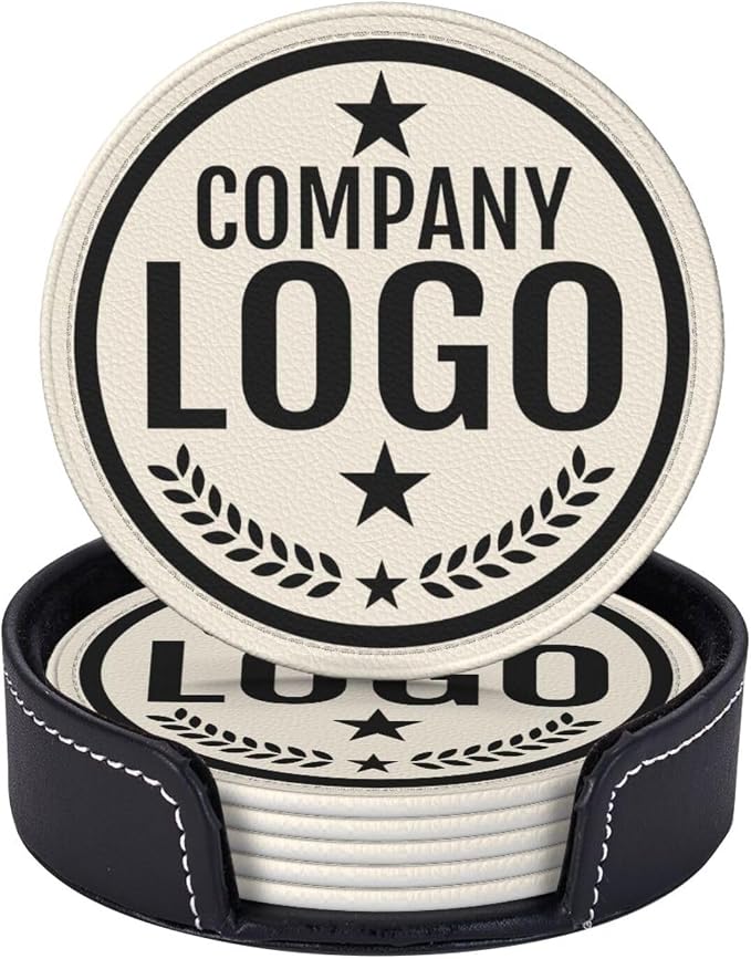 Custom Leather Coasters with Logo by Handmade