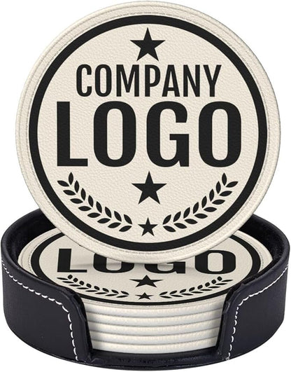 Custom Leather Coasters with Logo by Handmade