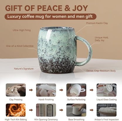 Sage & Moss Nebula Ceramic Coffee Mug - 14 oz Unique Reactive Glaze Coffee Cup - Image 4