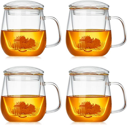 DOPUDO Glass Teacups 4 Pack Glass Tea Cup by DOPUDO