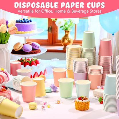 Mimorou 300 Pack 8 oz Disposable Paper Cups, 6 Colors Double PE Coated Coffee - Image 2