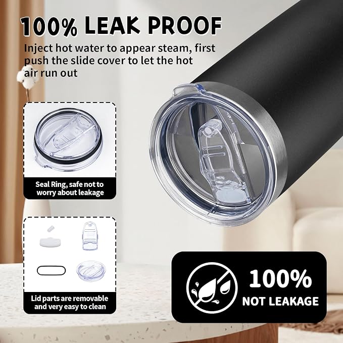 20 oz Tumbler with Lids and Straws, Stainless Steel Insulated Coffee Tumbler - Image 5