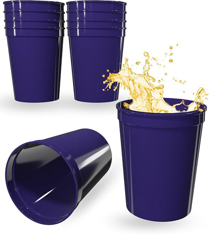 PartyPrints 10 Pack 16 oz Purple Reusable Blank Plastic Cups, Stadium Cups Bulk by PartyPrints