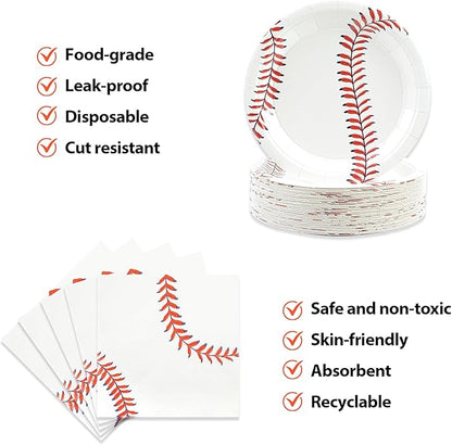 50pcs Baseball Plates and Napkins Party Supplies, 7Inch | Baseball Themed - Image 4