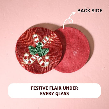 Folkulture Cute Coasters, Waterproof, Boho Table Décor | Holiday Magic Beaded - Image 6