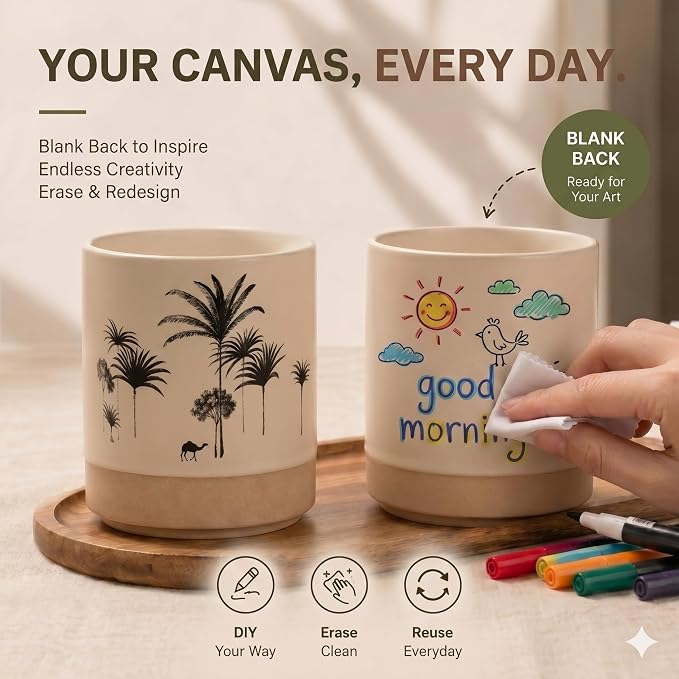 8oz Ceramic Mug Cups with DIY Canvas - Image 3