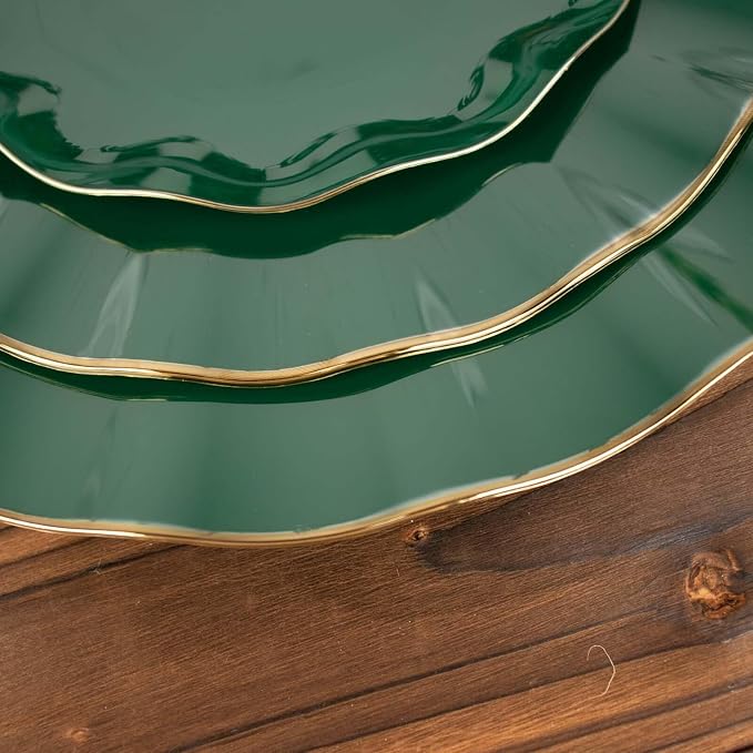 Efavormart 9" Salad Plates – Set of 10 Plastic Hunter Green Round Disposable - Image 9