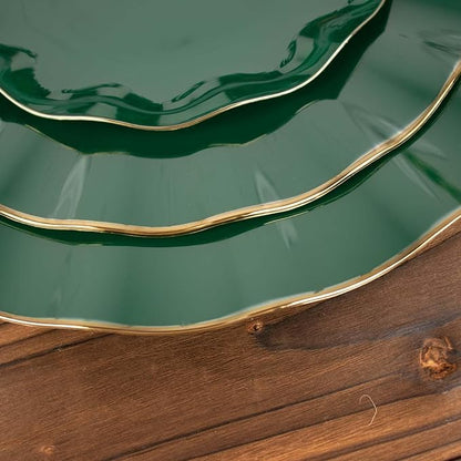 Efavormart 9" Salad Plates – Set of 10 Plastic Hunter Green Round Disposable - Image 9